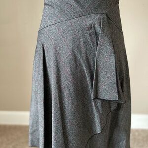 Gray Asymmetrical Wrap Midi Skirt